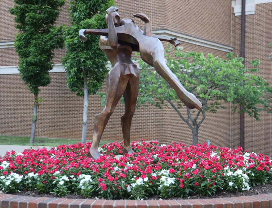A statue of the WKU campus portrays dance, but could also show the power of having someone to lean on.